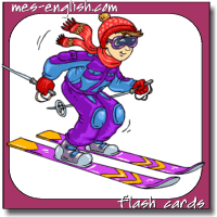 flash card, go skiing